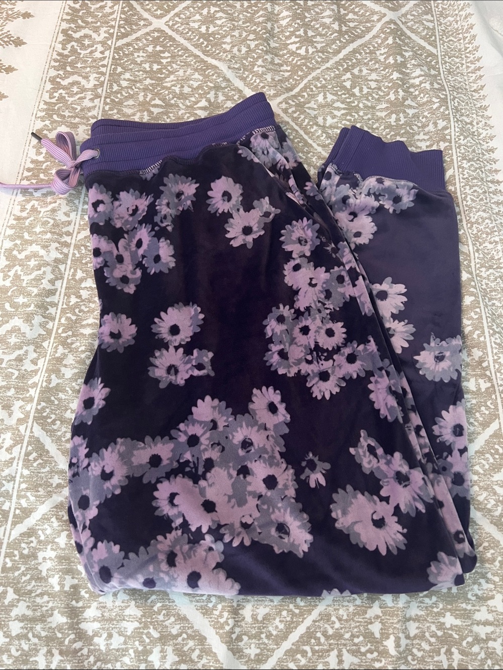 LuLaRoe Purple Floral Velour Joggers